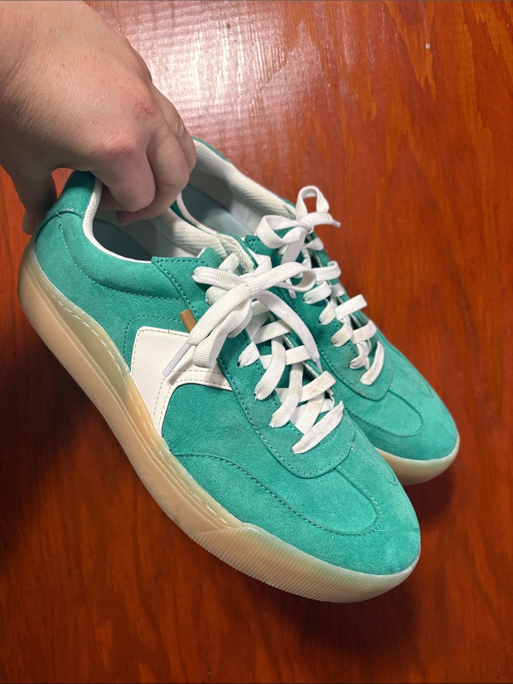 Dr Scholl’s Women's Time Off Win Lace Sneaker Lucky Green Faux Leather - Picture 2 of 6